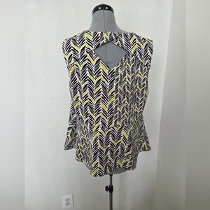 Worthington Black and Yellow Chevron Blouse